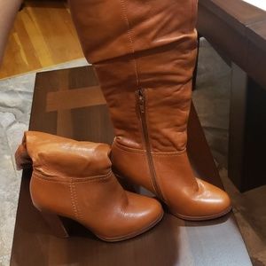Calf-length boots-Cognac